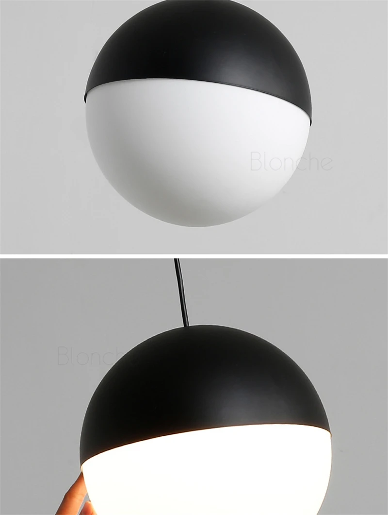 Nordic Glass Ball Pendant Lights, LED Preto,