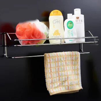 

1 Pc Wall Mounted No Drilling Adhesive Removable Rustproof Wire Hook Shelf Rack Organizer Basket Caddy for Kitchen