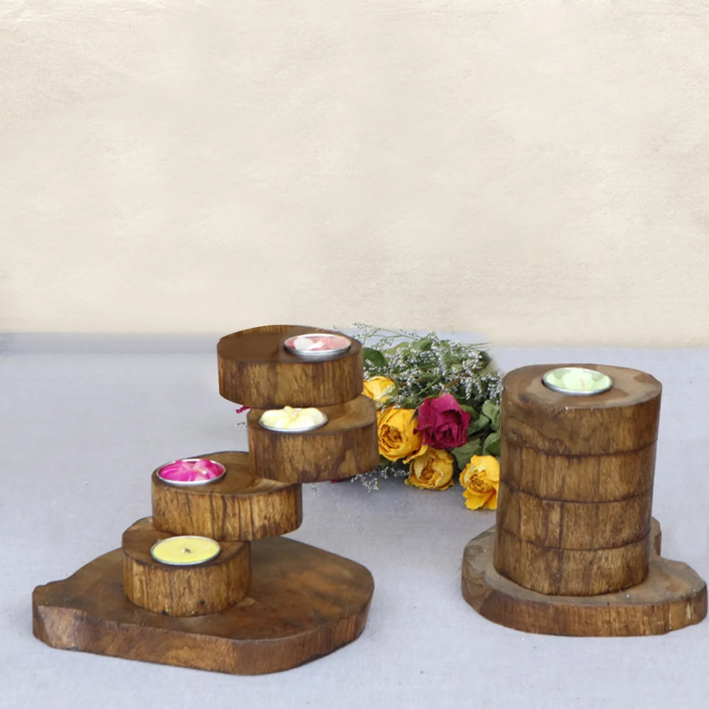 Деревянный подсвечник стол деко складной вращающийся многослойный твердый романтическая свечка цветок стенд растение цветочный участок Oc9