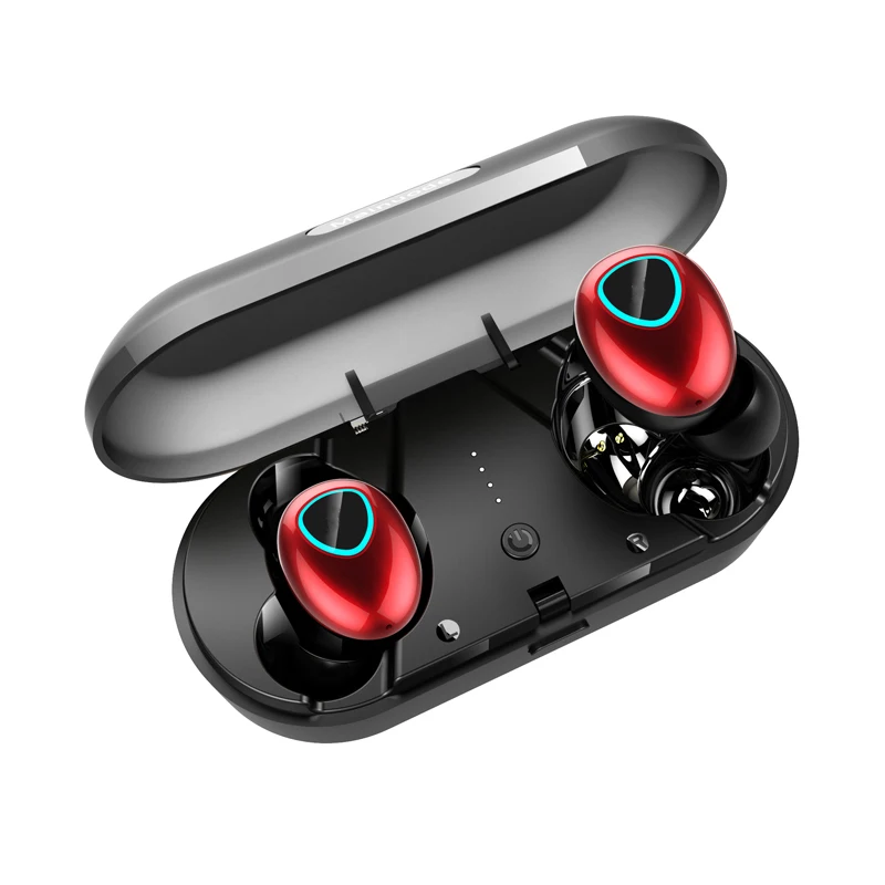 Красный TWS 5,0 Bluetooth наушники 4D стерео беспроводные наушники свободные руки спортивные наушники мини-гарнитура с двойным микрофоном зарядная коробка - Цвет: Красный