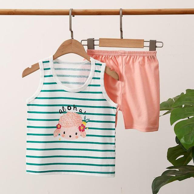 Children's Set Pure Cotton Baby Sleeveless 2-piece Clothes Boy's Clothing Set Baby Toddler Boys Vest + Shorts Suit