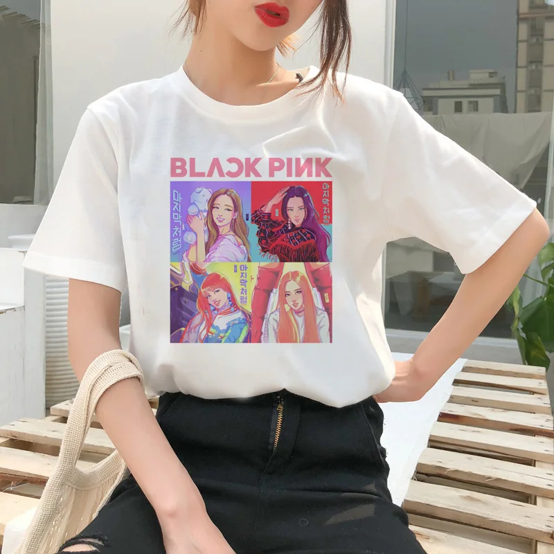 Blackpink Kill This Love Футболка Harajuku LISA JISOO JENNIE ROSE 90s мультяшная футболка женская модная футболка женская футболка Ullzang