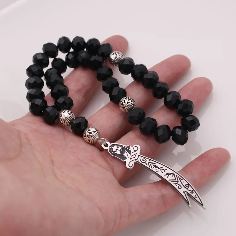 Islam Zulfiqar Sword of Imam Ali Turkish Prayer 33 black beads tasbih bracelets Tasbih