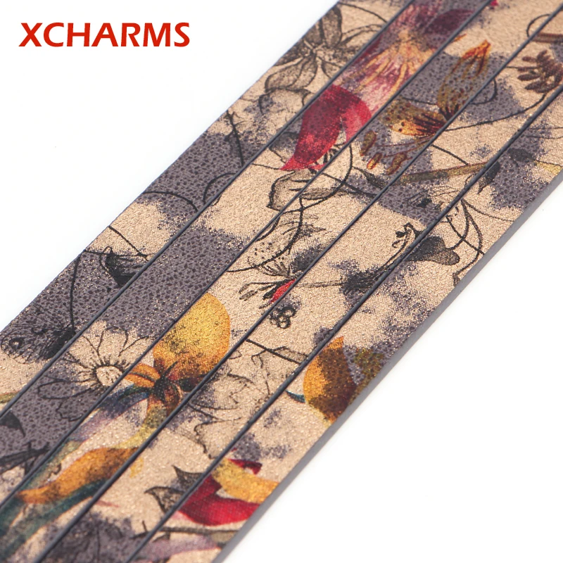 XCHARMS/10 мм плоский шнур из искусственной кожи/веревка с жимолостью/Ювелирные