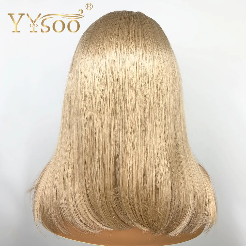 YYsoo Шелковый прямой 13X6 короткий боб передний парик Кружева Фронтальная al Futura