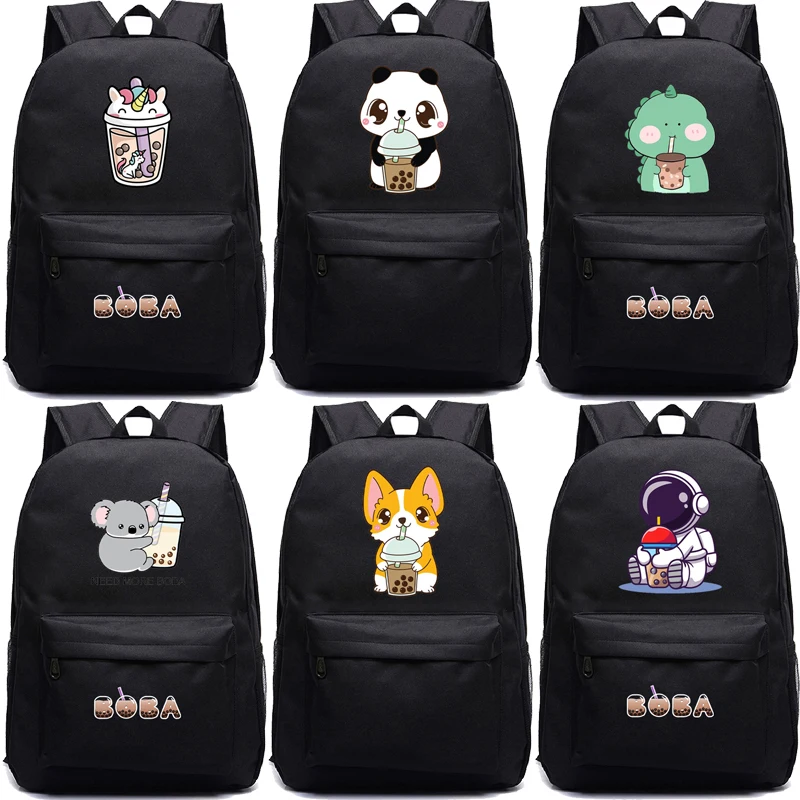 Черный школьный рюкзак Boba для студентов Подростковая сумка книг Детский