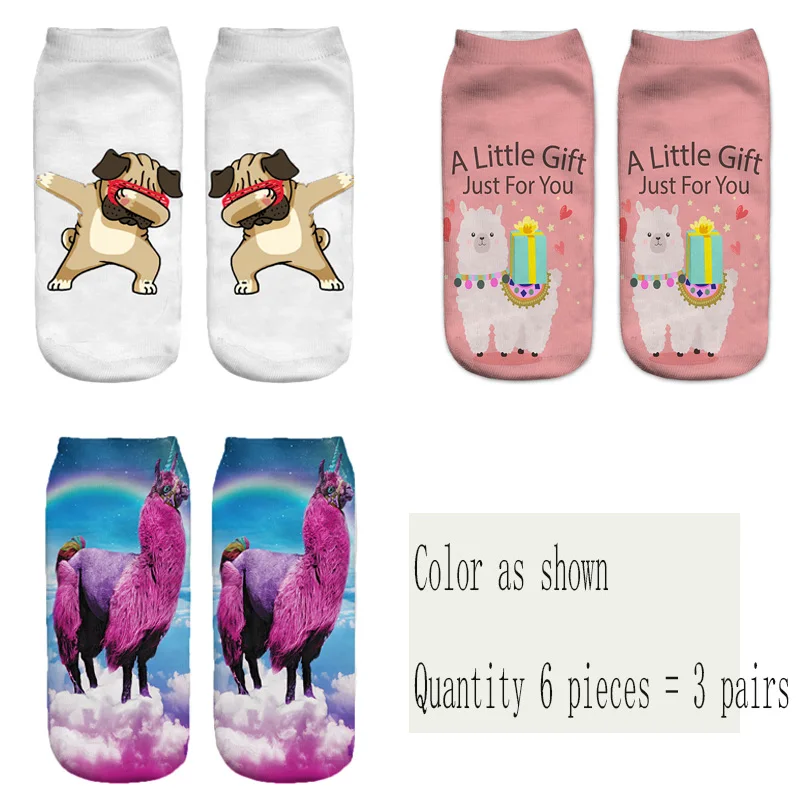 Cute funny animal print women's socks 3D three-dimensional pattern sheep unicorn camel cartoon socks gift new beautiful - Цвет: Style as shown