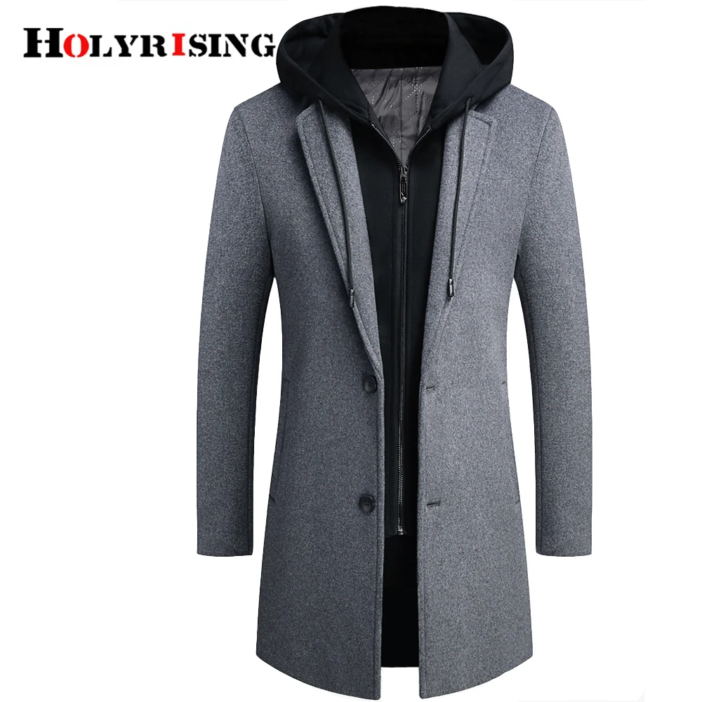 Holyrising men Long detachable Hood woolen coat Fashion men coat jacket M-4XL manteau homme men wool Jackst 19041-5 Holyrising men Long detachable Hood woolen coat Fashion men coat jacket M-4XL manteau homme men wool Jackst 19041-5