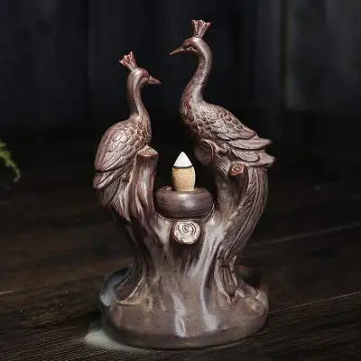 

PHILOGOD Incense Stick Holder ceramic crafts smoke backflow incense burner phoenix