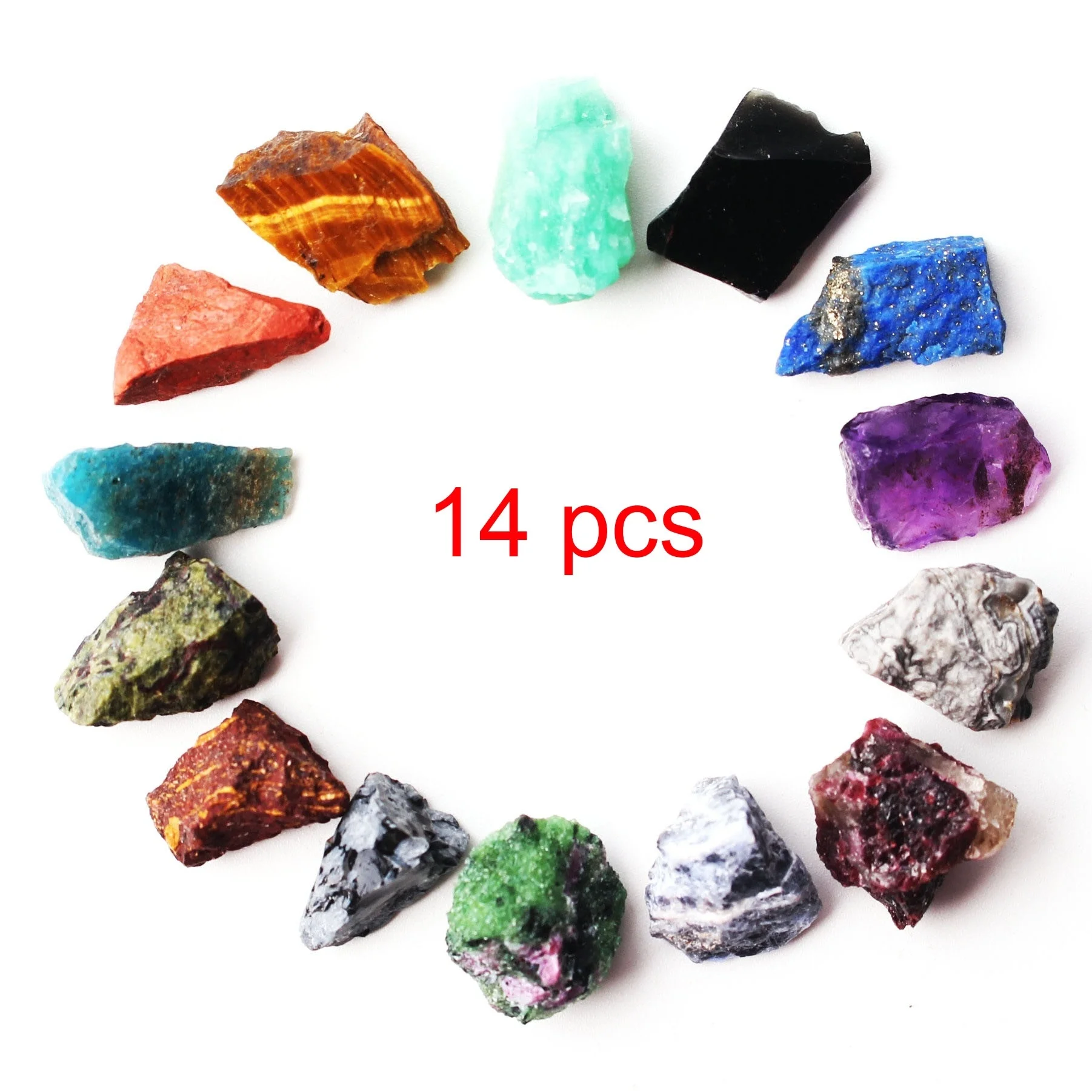 

14 Kinds of Crystal Tumbled Stone Rock Quartz Rough Minerals Specimen Mini Gemstone Reiki Chakra Decor gift