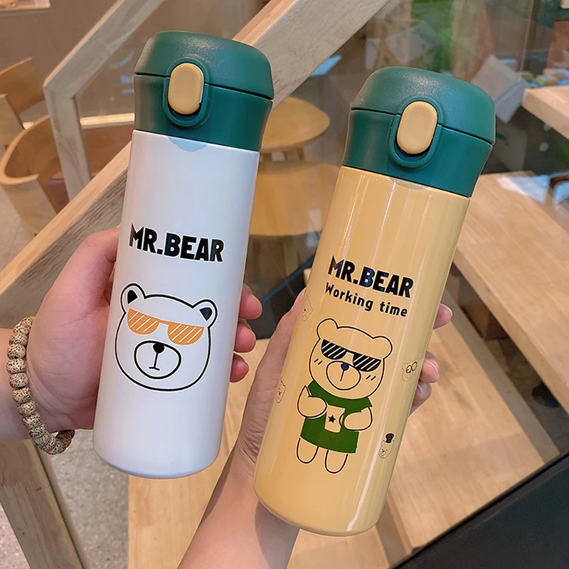 

Loneih Cartoon Cute Bear Thermos Bottle 500ml Stainless Steel Vacuum Flasks Portable Travel Leakproof Water Bottle Thermo Cups