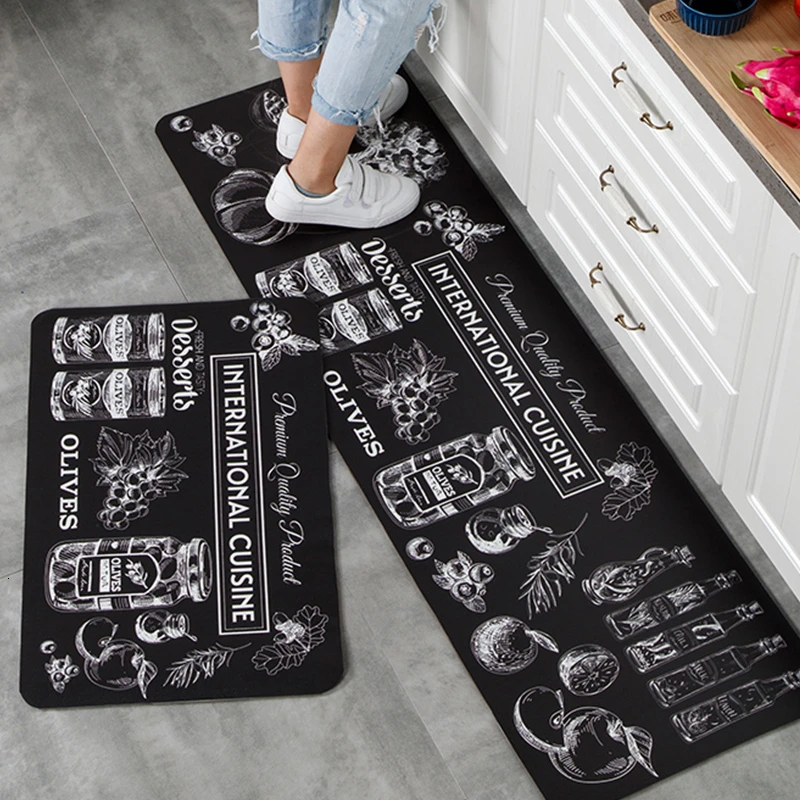 RFWCAK Kitchen Carpets PVC Leather Floor Mats Large Floor Carpets Doormat Bedroom Tatami Waterproof Oilproof Tapete Kitchen Rugs