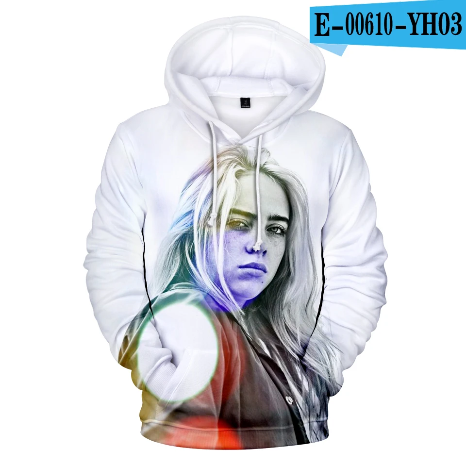 Лидер продаж, Billie Eilish, модные повседневные толстовки с 3D рисунком Billie Eilish, детские пуловеры с 3D капюшоном для мальчиков и девочек, свитер, Топ - Color: 3D