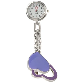 

Nurse Watch Quartz Watch, Women, Clip Double Heart (purple), Pocket Watch Watch