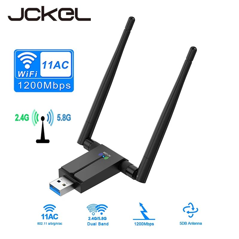 JCKEL Новинка 1300 Мбит/с двухдиапазонный беспроводной Lan USB Wi-Fi адаптер 8812BU Ethernet
