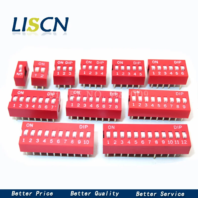 Slide Type Switch Module 1 ~ 12 Bit 2.54mm Position Way DIP Blue Pitch Toggle Switch Blue Snap For PCB 8PIN 6PIN 10PCS toggle switch