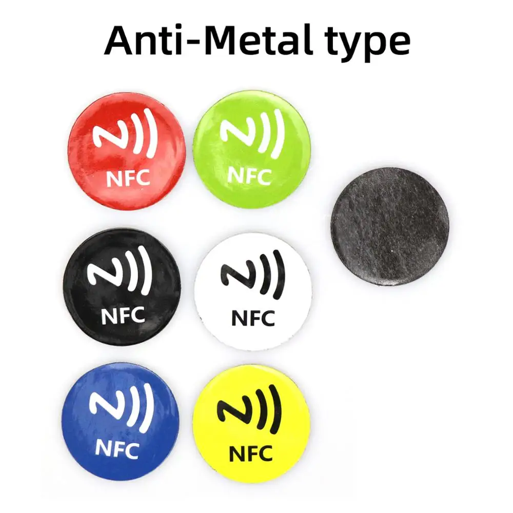 Anti-Metal type 6 шт./лот NFC метки стикеры s NFC213 анти-металлические RFID клейкие этикетки стикеры универсальные этикетки NFC213 тег для всех NFC телефонов - Цвет: Anti-Metal type