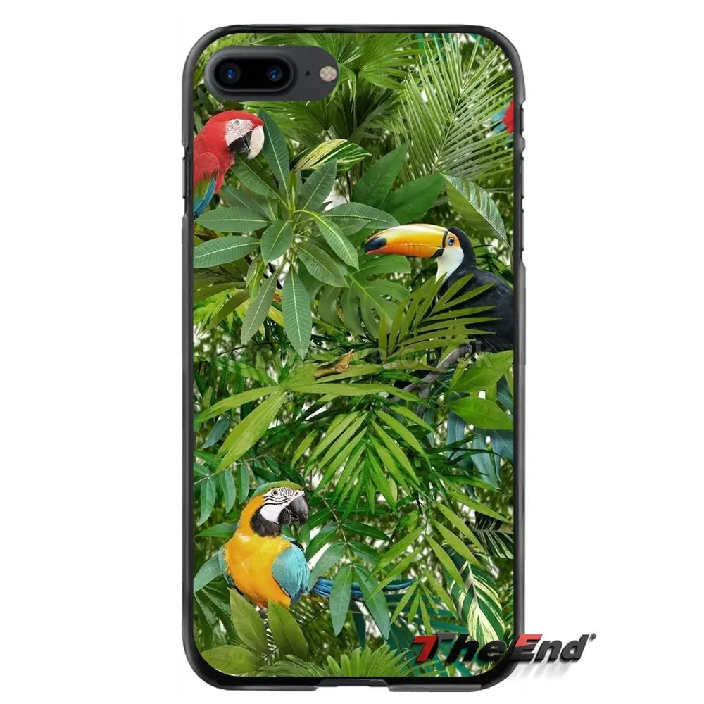 Жесткий чехол для телефона с принтом для Apple iPhone 4 4s 5 5S 5C SE 6 6S 7 8 Plus X iPod Touch 4 5 6 попугаев и тропических листьев джунглей