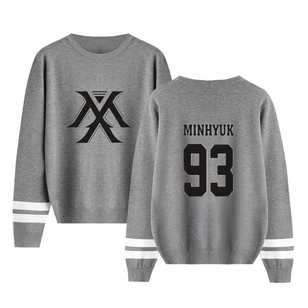 Monsta X Модный стильный кардиган с принтом логотипа 471 стильный свитер Новое поступление свободный удобный зимний свитер с круглым воротником - Цвет: MY01