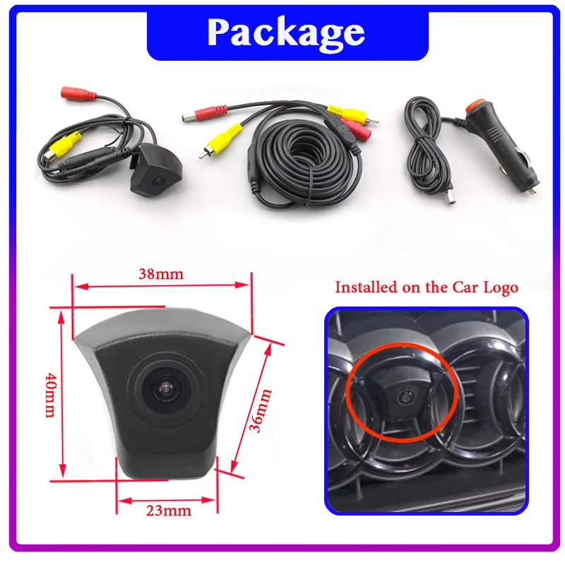 For Audi Q2 SQ2 Q2L 2016~2020 Car LOGO Front View Camera Night Vision Waterproof Wide Angle Degree Embedded Blind Spot Area CAM HGHU