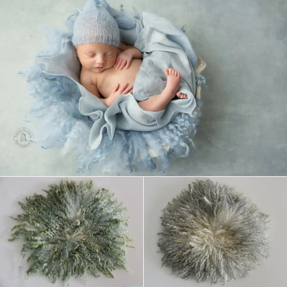 Manual Dyeing Wool Blanket For Newborn Photography Props Accessories Baby Photo Shoot Blankets Fotografia Flokati Photoshoot | Детская
