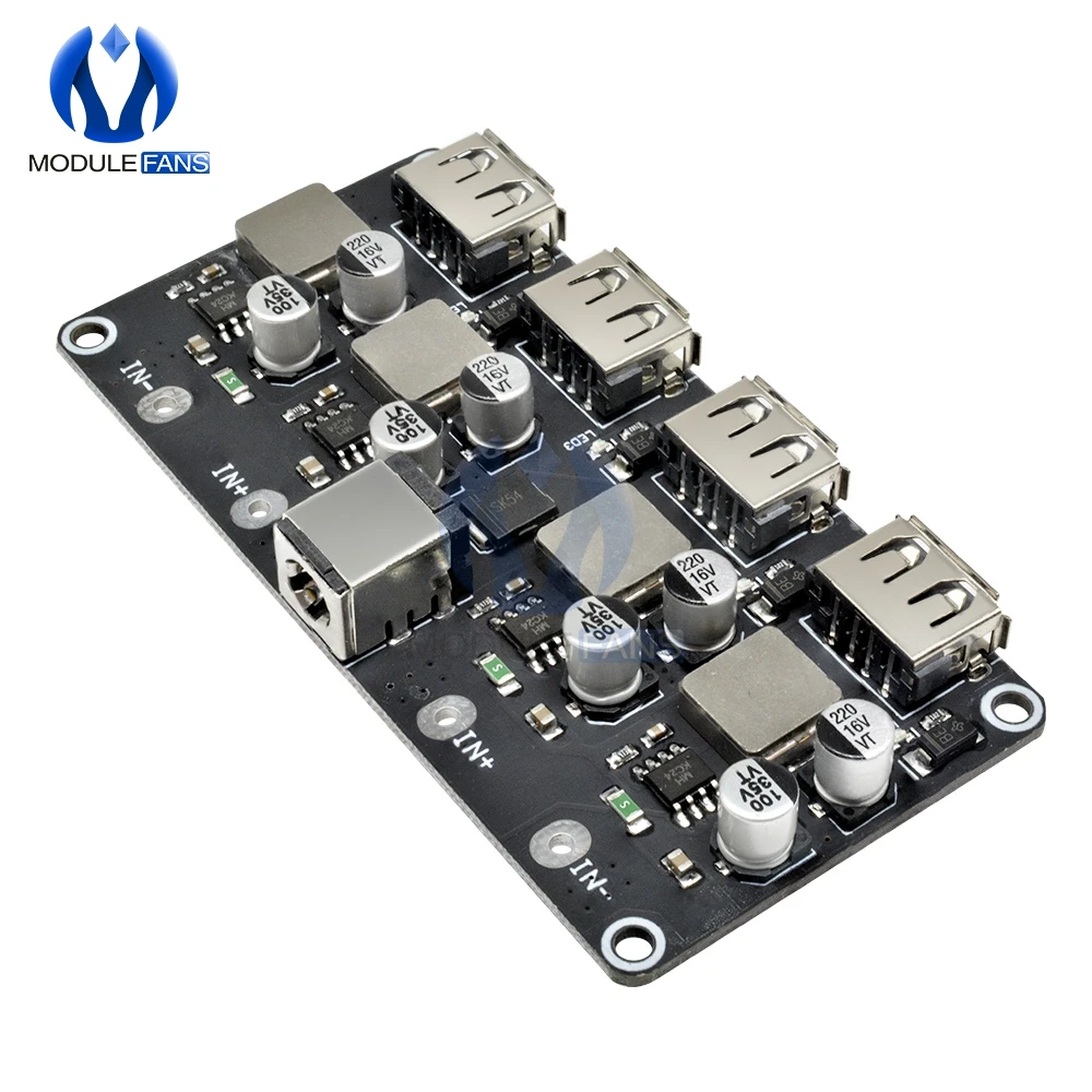 4-канальный Usb QC3.0 Qc2.0 постоянного тока Dc понижающий преобразователь зарядки понижающий модуль 6-32V 9V 12V 24V постоянного тока до быстрое зарядное устройство цепи B