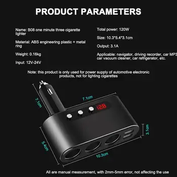 

Hot Car Charger USB Charger Voltmeter Car Cigarette Lighter Socket Splitter Power Adapter Charger With Multiple Protections