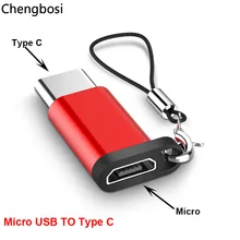 Adaptador Micro USB a tipo C de aleación de aluminio, conector Convertidor para teléfono y tableta con cordón, accesorios para teléfono Xiaomi