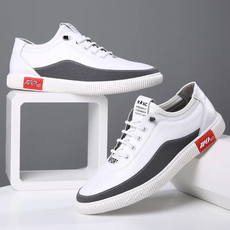 

2019 Spring&Autumn Casual Shoes Cowhide Trend Ventilation Leather Shoes Comfortable White Shoes Male Shoe