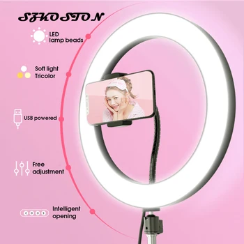 

Dimmable LED Ring Light Photo Studio Camera Light Photography Video light for Youtube Makeup Selfie with Tripod Phone Holder