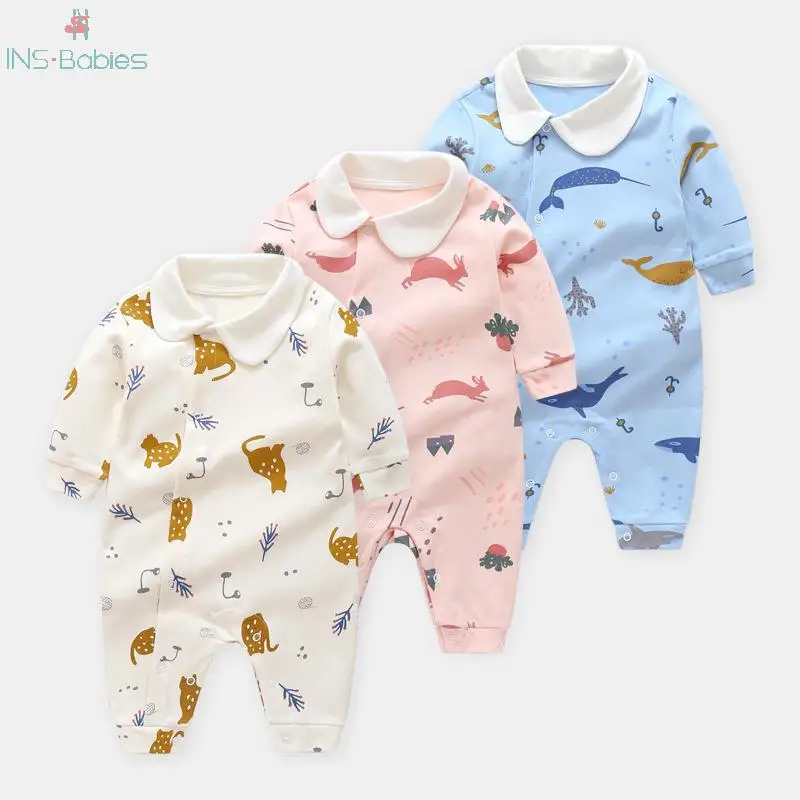 Новые Осенние Комбинезоны с длинными рукавами для маленьких мальчиков и девочек