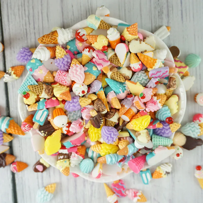 

10pcs Popsicle Donut Macaron Charms for Slime Filler DIY Ornament Phone Decoration Charms Lizun Mud Clay Slime Supplies Toys E