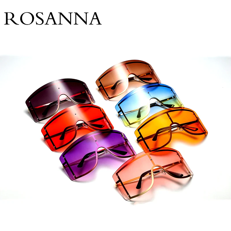 ROSANNA Роскошные градиентные солнцезащитные очки для женщин модный бренд цельные солнцезащитные очки без оправы огромная оправа женские Оттенки UV400