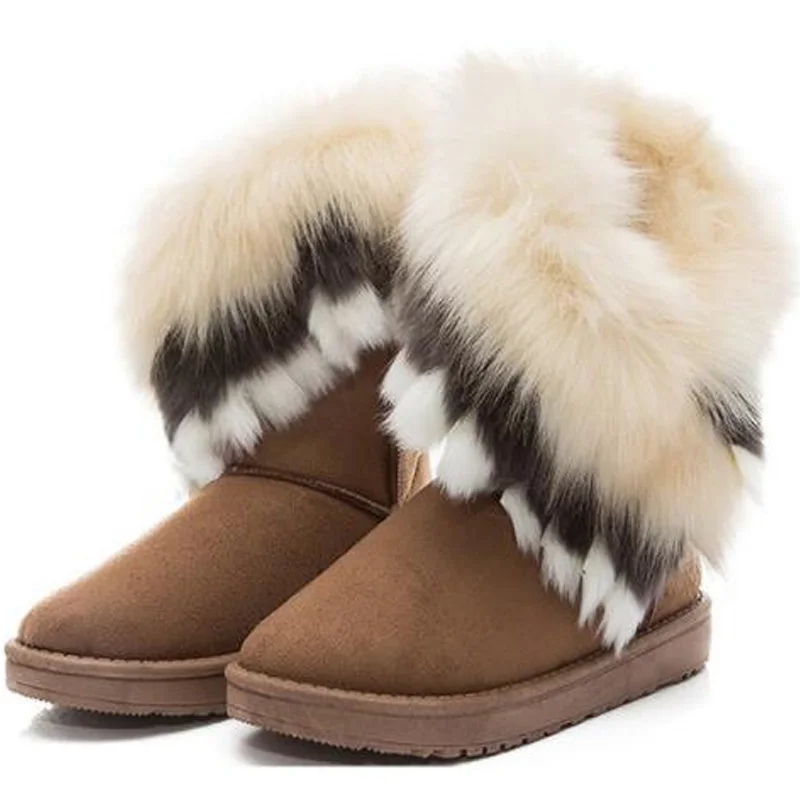 

Women Snow Boots Winter Faux Fur Winter Ankle Boots Female Slip-On Flats Booties sexy Warm Platform Shoes Chaussures Femme 2019