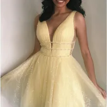 Блестящие короткие платья для выпускного с v-образным вырезом без рукавов светильник небесно-синие Бальные платья индивидуальные Vestido De Formatura