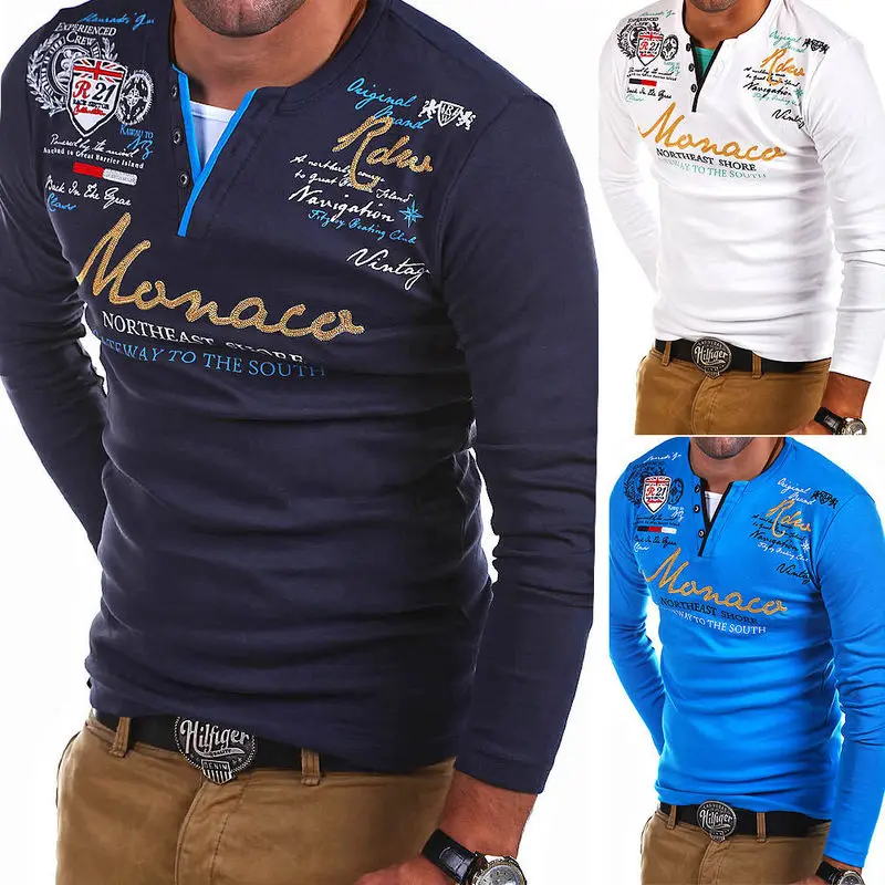 

ZOGAA 2020 Spring Autumn Men Long Sleeve Polo Shirts Letter Print Color Slim Fit Polo Men Shirt Plus Size S- 4XL Polo Shirt Men