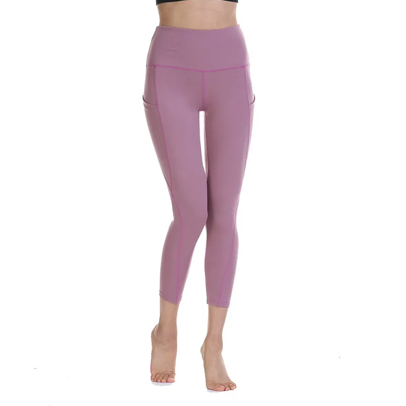 light pink LAISIYI, леггинсы для фитнеса, пуш-ап, женские, высокая талия, леггинсы для тренировок, с карманами, лоскутные, леггинсы, штаны для женщин, одежда для фитнеса - Цвет: light pink