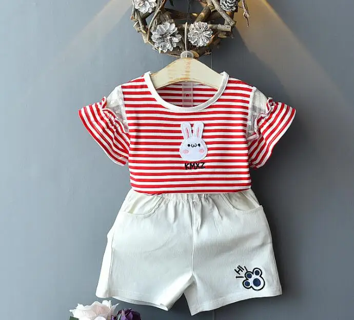 MERI AMMI/комплект из 2 предметов, детская одежда для девочек Футболка с цветочным рисунком+ шорты с цветочным рисунком летняя верхняя одежда для девочек возрастом от 2 до 12 лет - Цвет: J793-21