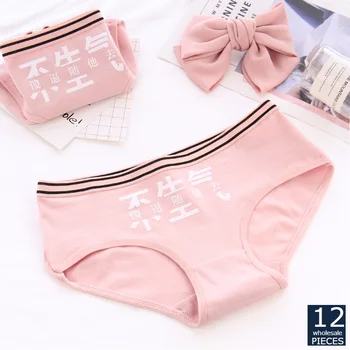 

12 pcs/lot Wholesale Panties Women Fashion Lingerie Pretty Briefs Cotton Cute Women Underwear CMS 0121Q