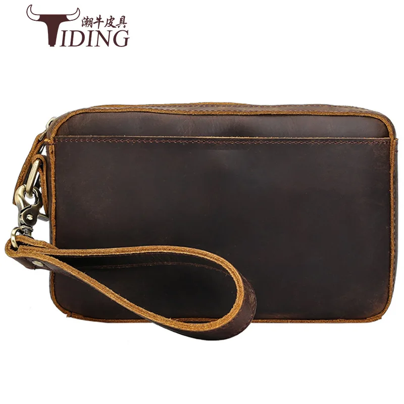 

Tiding Summer New Style Europe And America Retro Genuine Leather Men Clutch Bag Large Capacity First Layer Leather Handbag