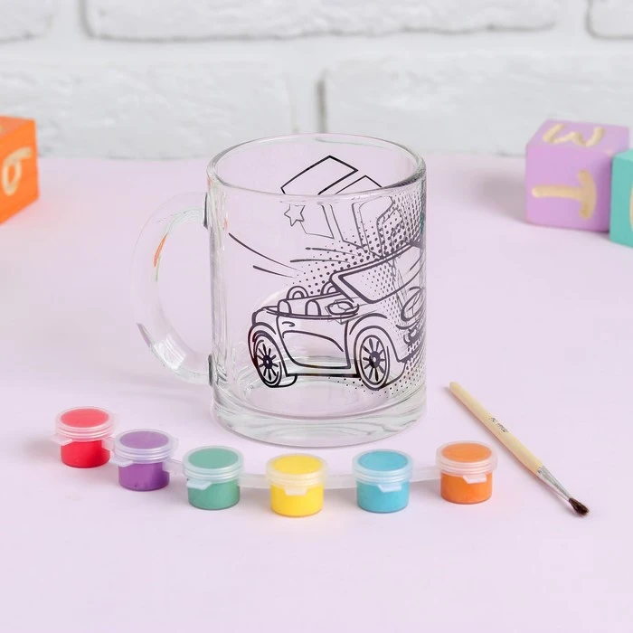 Роспись стеклянной кружки красками &quotЧемпион на дороге&quot 4583507 | Канцтовары для