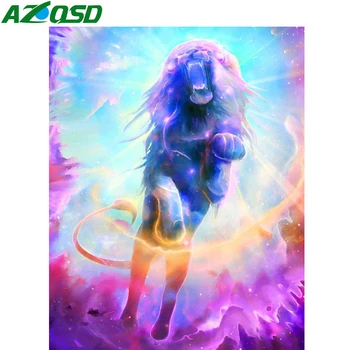 

AZQSD DIY Full Square Diamond Mosaic Lion Cross Stitch 5D Wall Art Diamond Painting Embroidery Animal Children's Room Decor