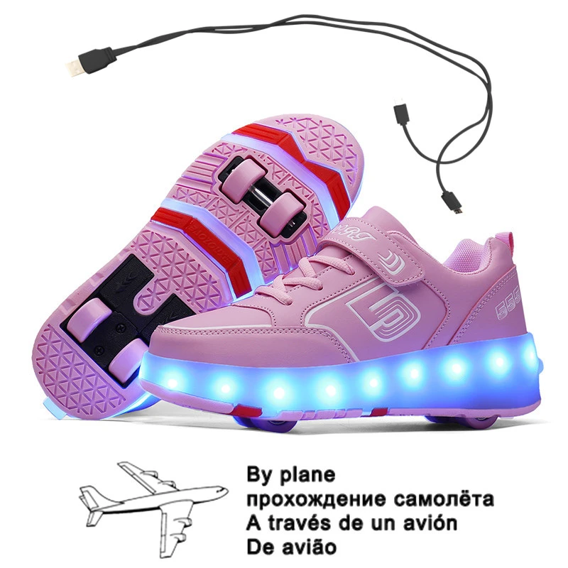 Zapatillas de luminosas para niños y niñas, de Patinaje con luz Led, con carga USB, negro, 29 43|Zapatillas deportivas| - AliExpress