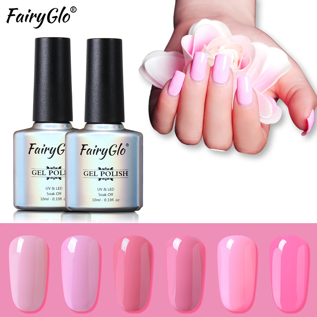  FairyGlo 10ML Pink Series Nail Polish Soak Off UV Nail Gel Polish Nail Art Varnish Vernis Semi Perm