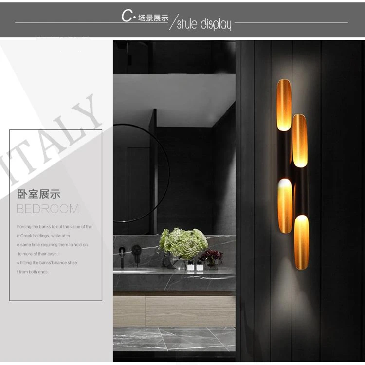 Современный алюминиевый трубчатый настенный светильник E27, Золотой светильник, светильники, черный скандинавский ресторан, гостиная