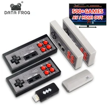Data Frog Video Game Console USB 8 Bit TV Wireless Handheld Mini Game Console Build In 600 Classic Dual Gamepad HDMI/AV Output