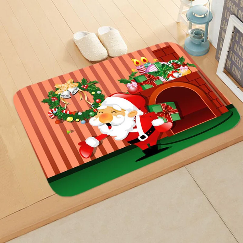 Фланелевый ковер 40*60 см, 3D, Веселый Рождественский коврик для двери, Противоскользящий коврик для кухни, комнаты, ванной комнаты, коврик для двери, домашние вечерние коврики