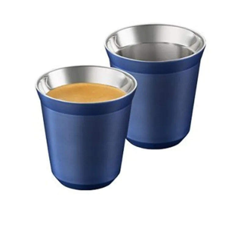 Portable Coffee Cup 80 Ml 2 Sets of Stainless Steel Espresso Coffee Cup Set Insulated Tea Cup Coffee Cup Double Wall Travel Cup