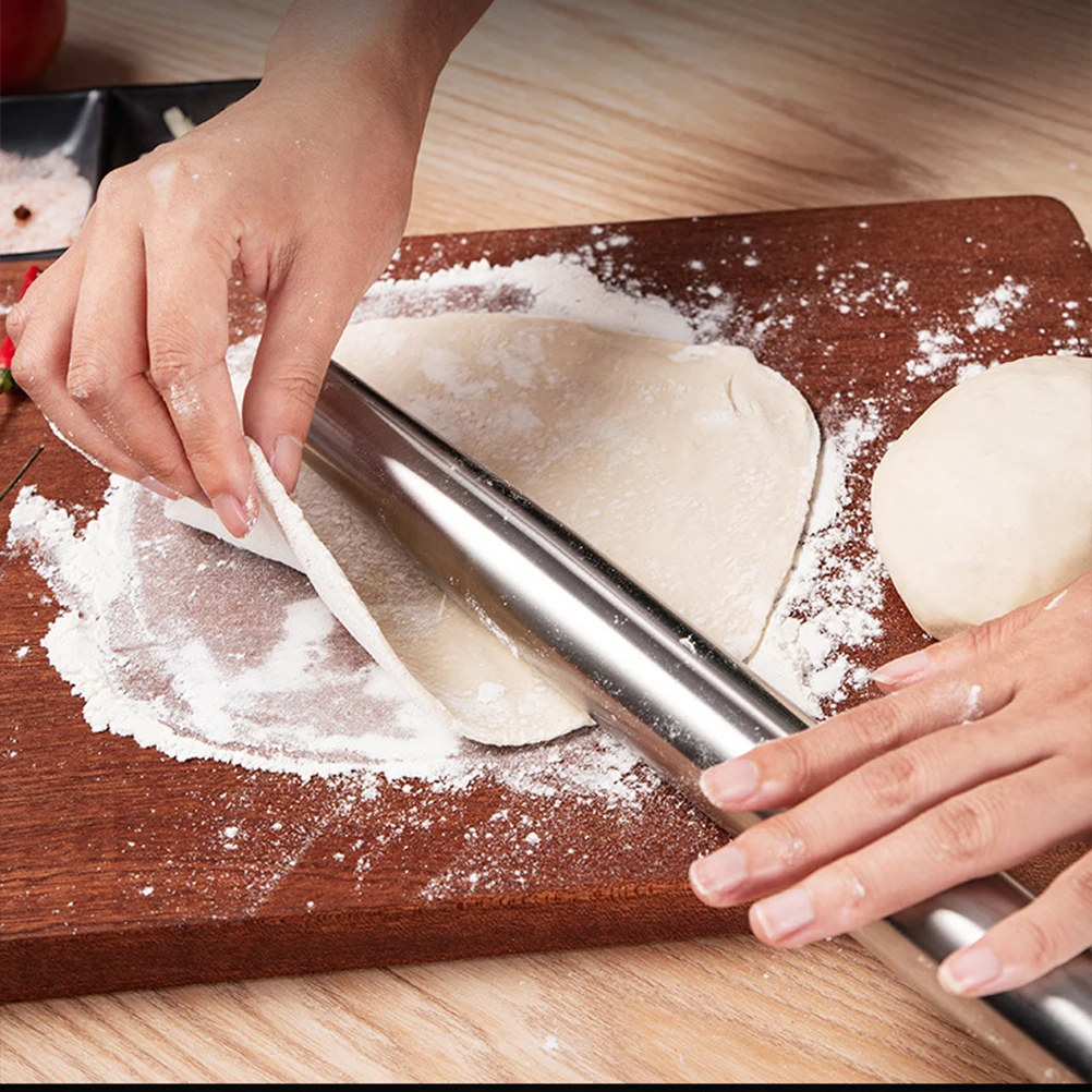 Stainless Steel Rolling Pin Dough Accessories Baking Rough Clay Pizza Roller