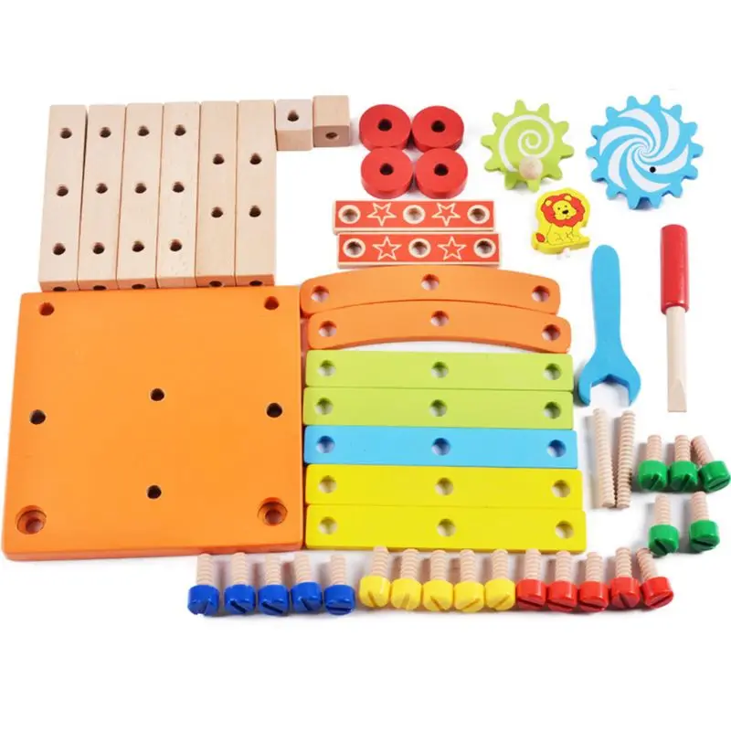

Kids Puzzle Assembled Wooden Blocks Multi-functional Disassembly Tool Toy